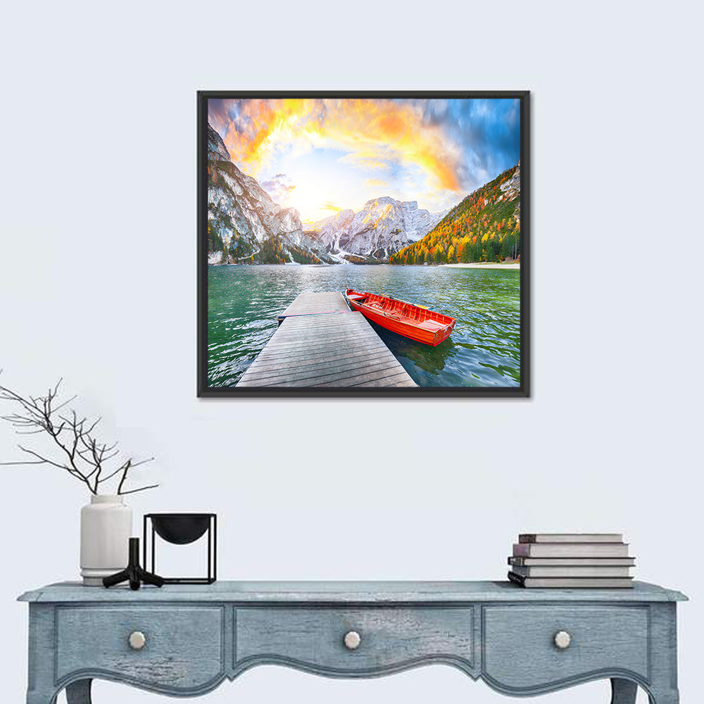 Pier at Lago Di Braies Wall Art
