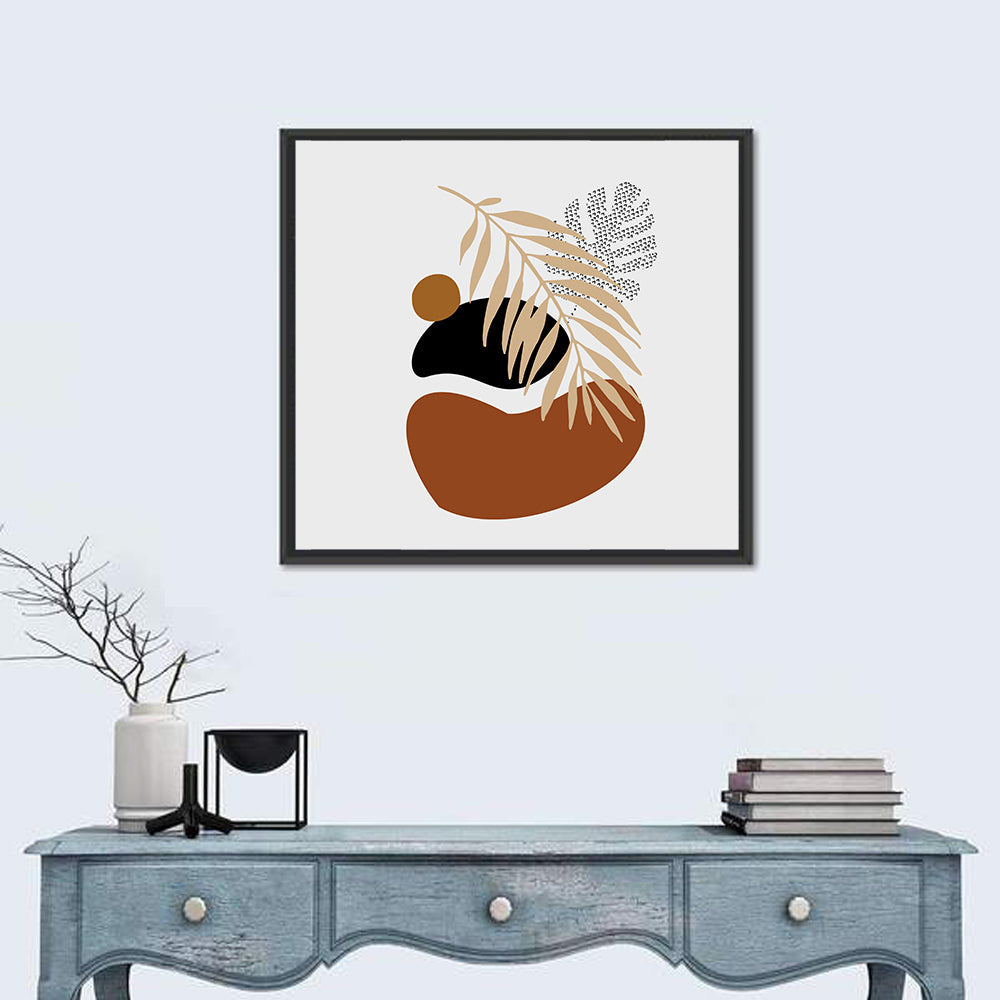 Tropical Stones Palm Leaf Wall Art in a room, square