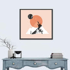 Abstract Mountain Sun and Moon Wall Art