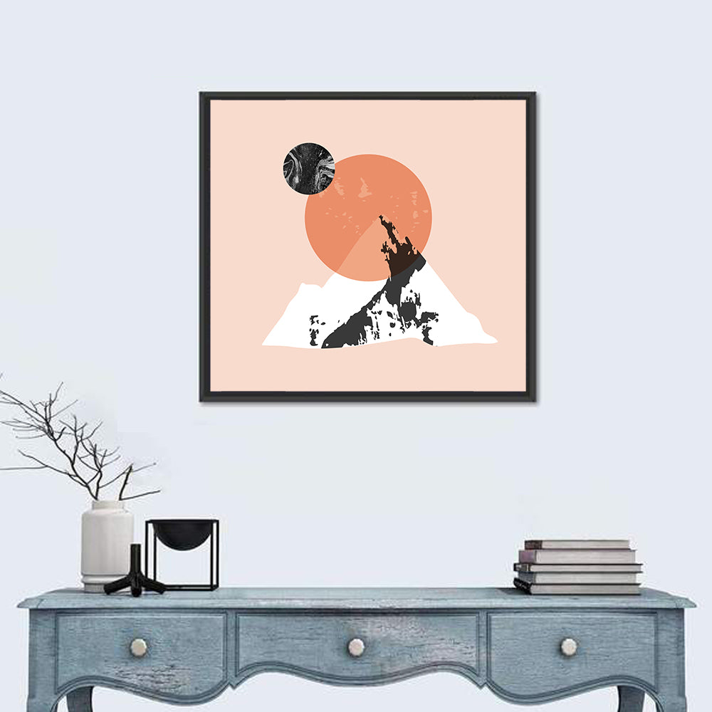 Abstract Mountain Sun and Moon Wall Art