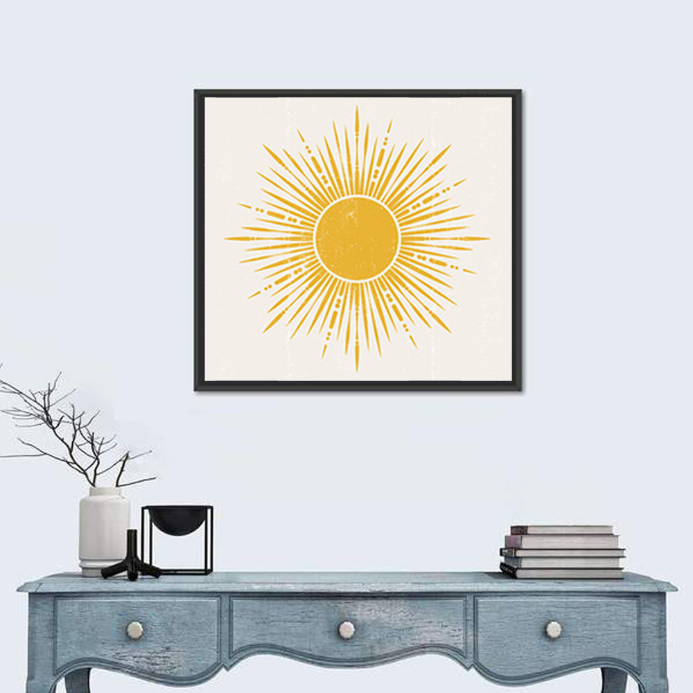 Golden Sunburst Boho Minimalist Wall Art
