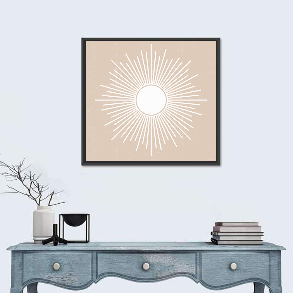 Beige Sunburst Abstract Wall Art