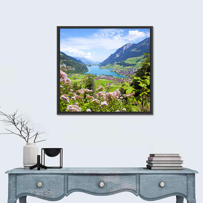Lungern Village with Wildflowers Wall Art