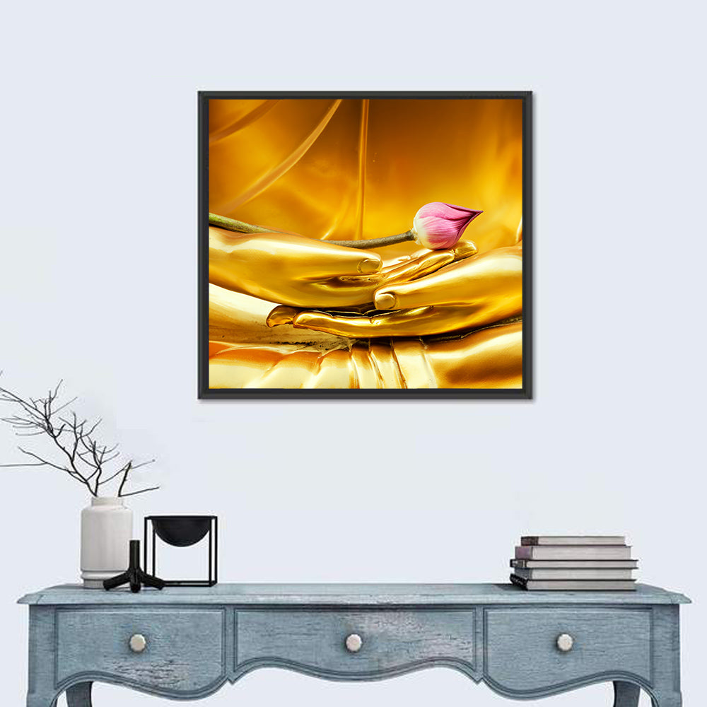 Buddha Hands with Lotus Wall Art