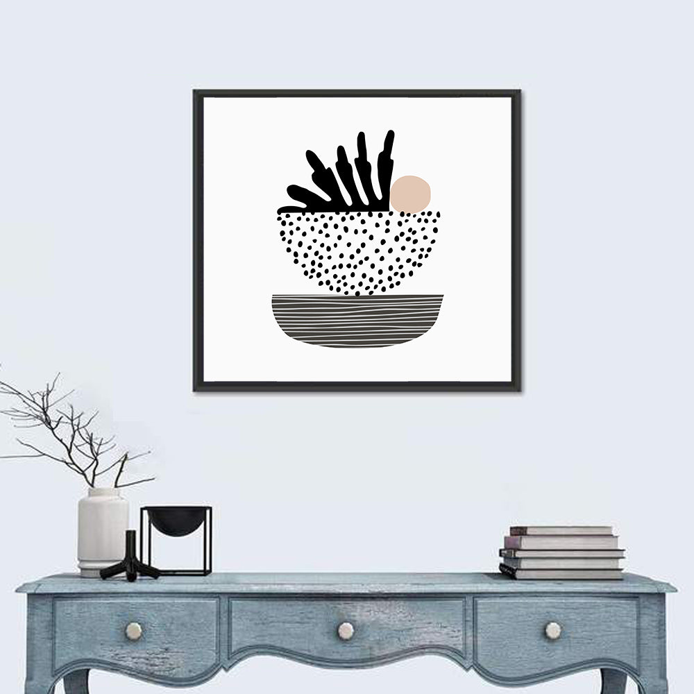 Palm Leaf with Stacked Bowls Wall Art