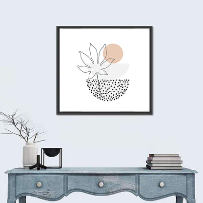 Palm Leaf with Peach Circle Illustration Wall Art