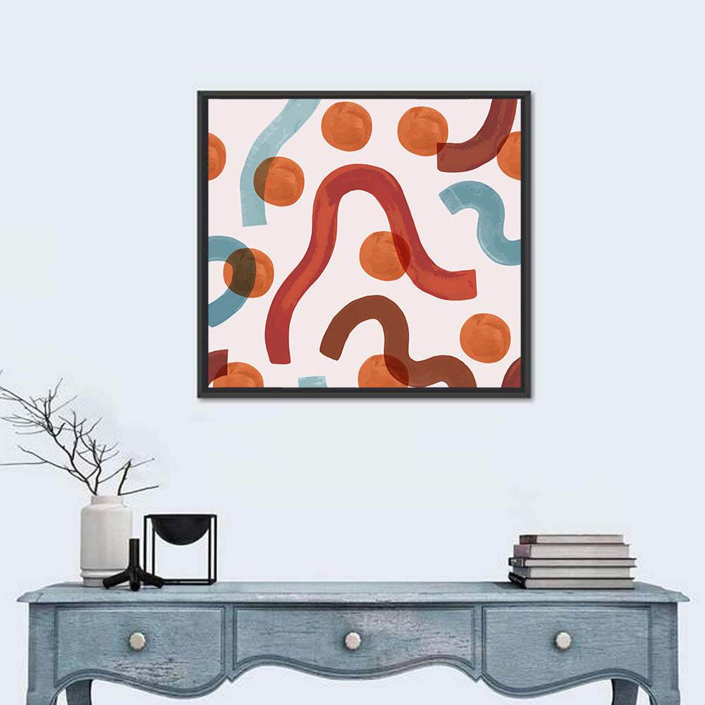 Playful Watercolor Worms Abstract Wall Art in a room, square