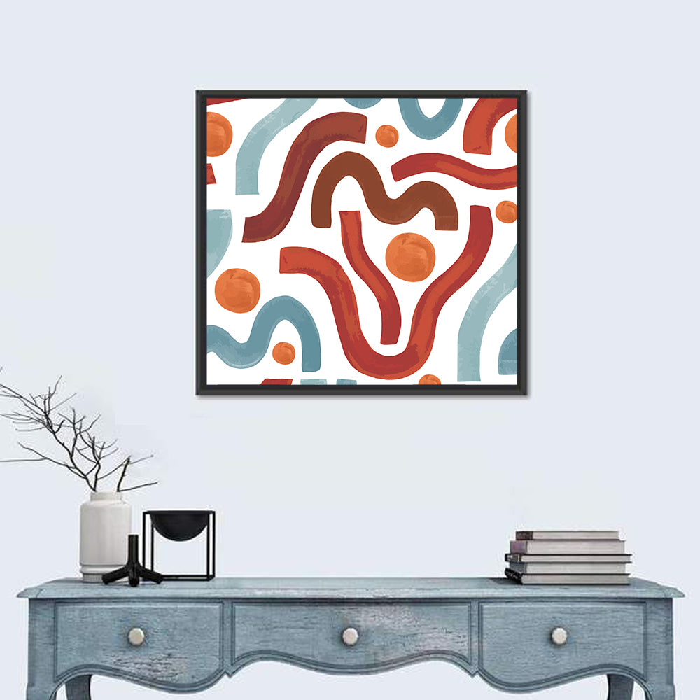 Sea of Worms Blue Abstract Wall Art in a room, square