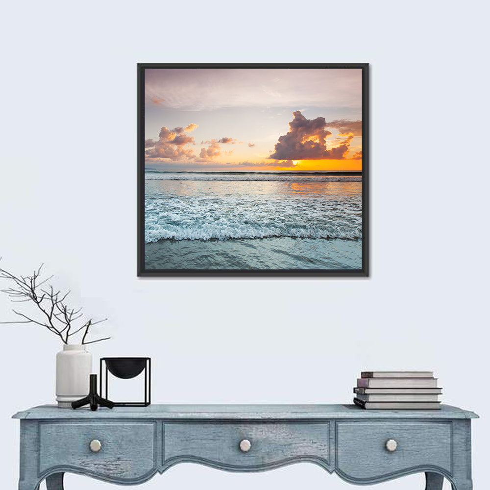 Cloudy Beach Sunset Wall Art