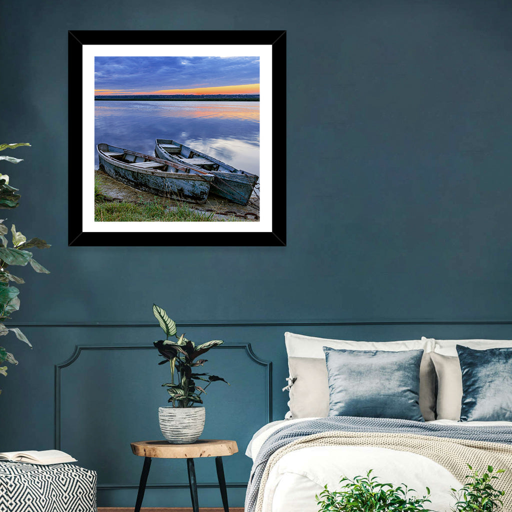 Chained Rowboats at Dusk Wall Art