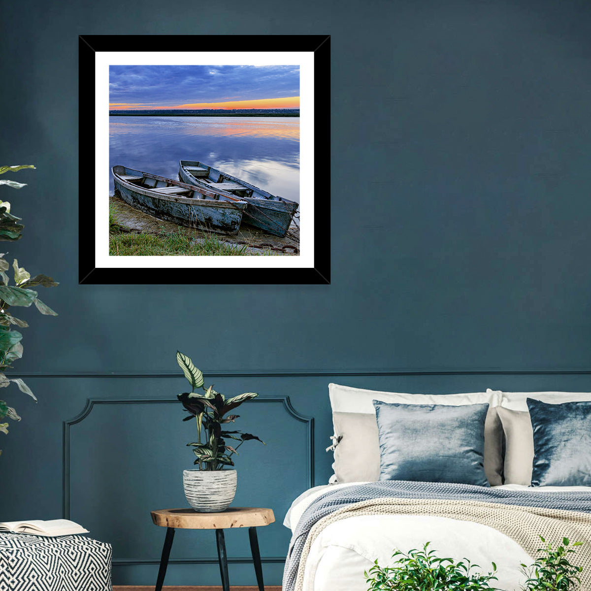 Chained Rowboats at Dusk Wall Art
