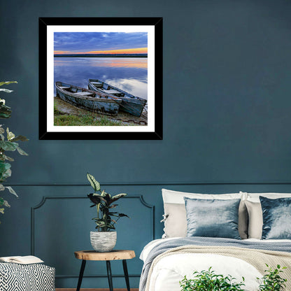Chained Rowboats at Dusk Wall Art