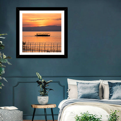 Albufera Sunrise Boat Silhouette Wall Art
