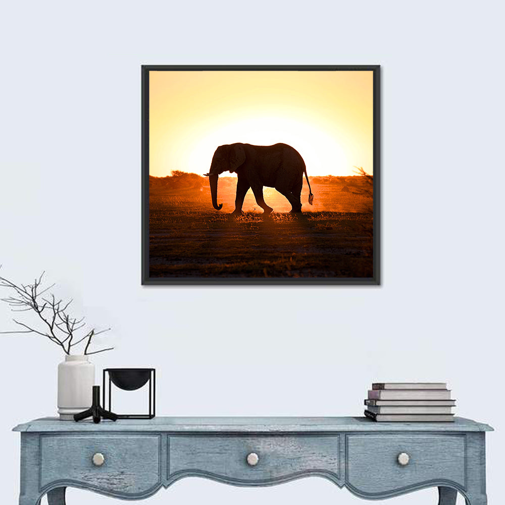 Golden Hour Elephant Silhouette Wall Art