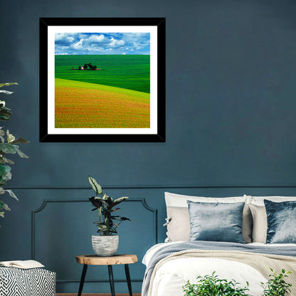 Golden Field and Green Hillside Wall Art