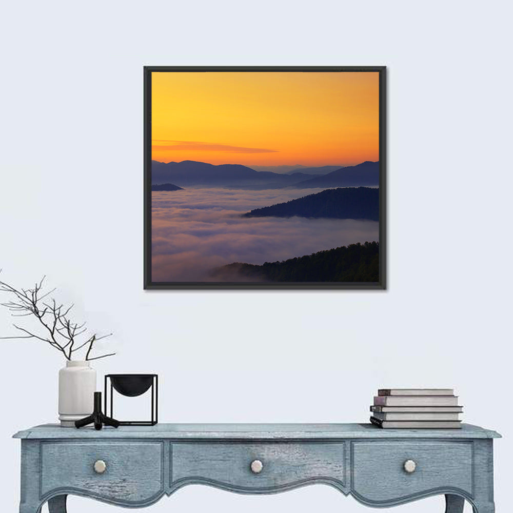 Cloud Sea Over Mountains at Golden Dawn Wall Art