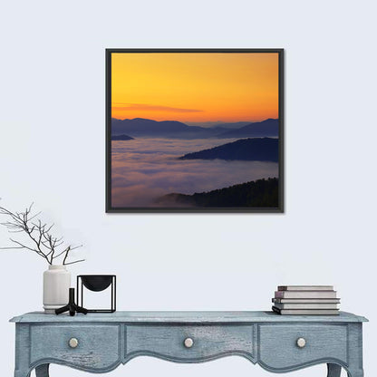 Cloud Sea Over Mountains at Golden Dawn Wall Art