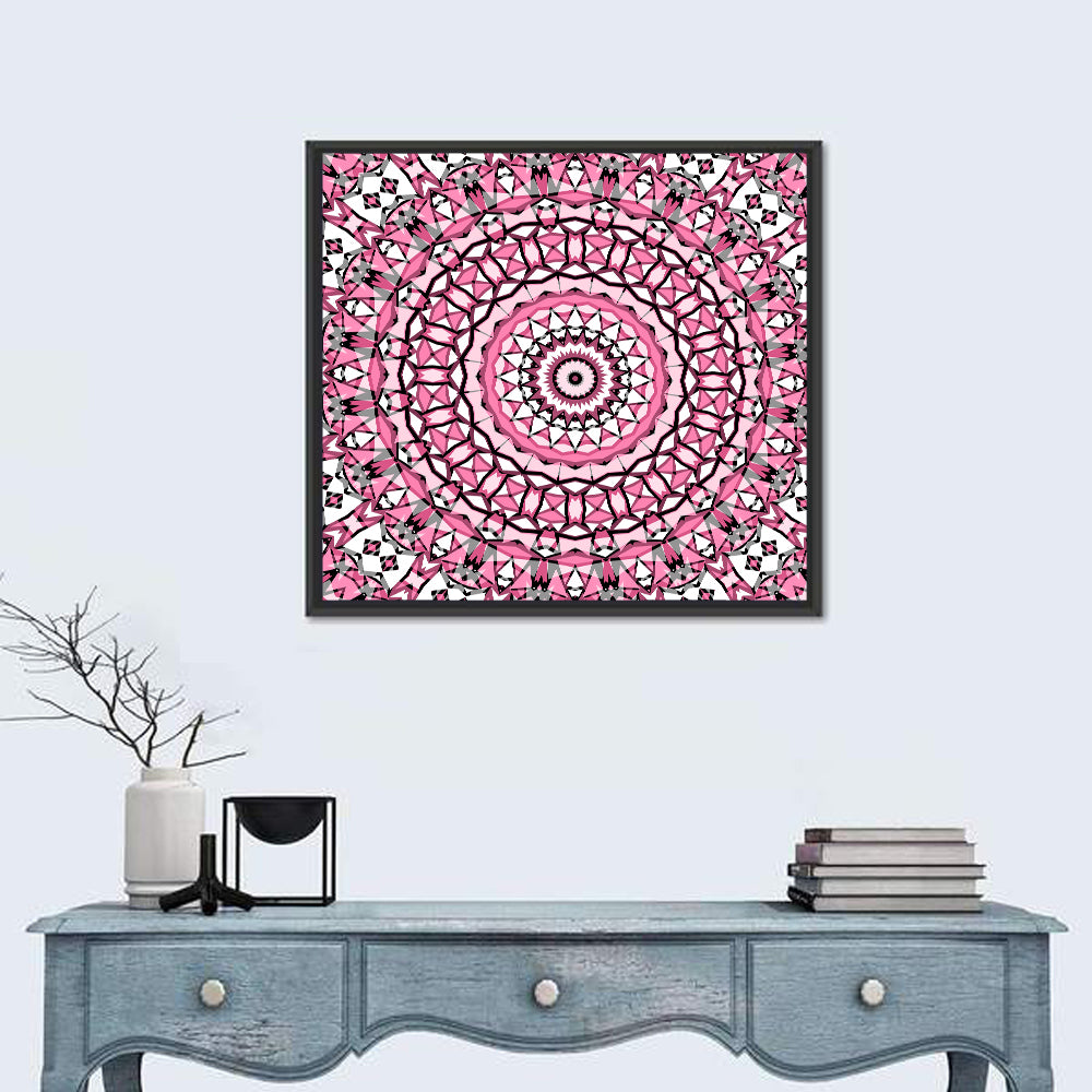 Pink Mosaic Kaleidoscope Mandala Wall Art