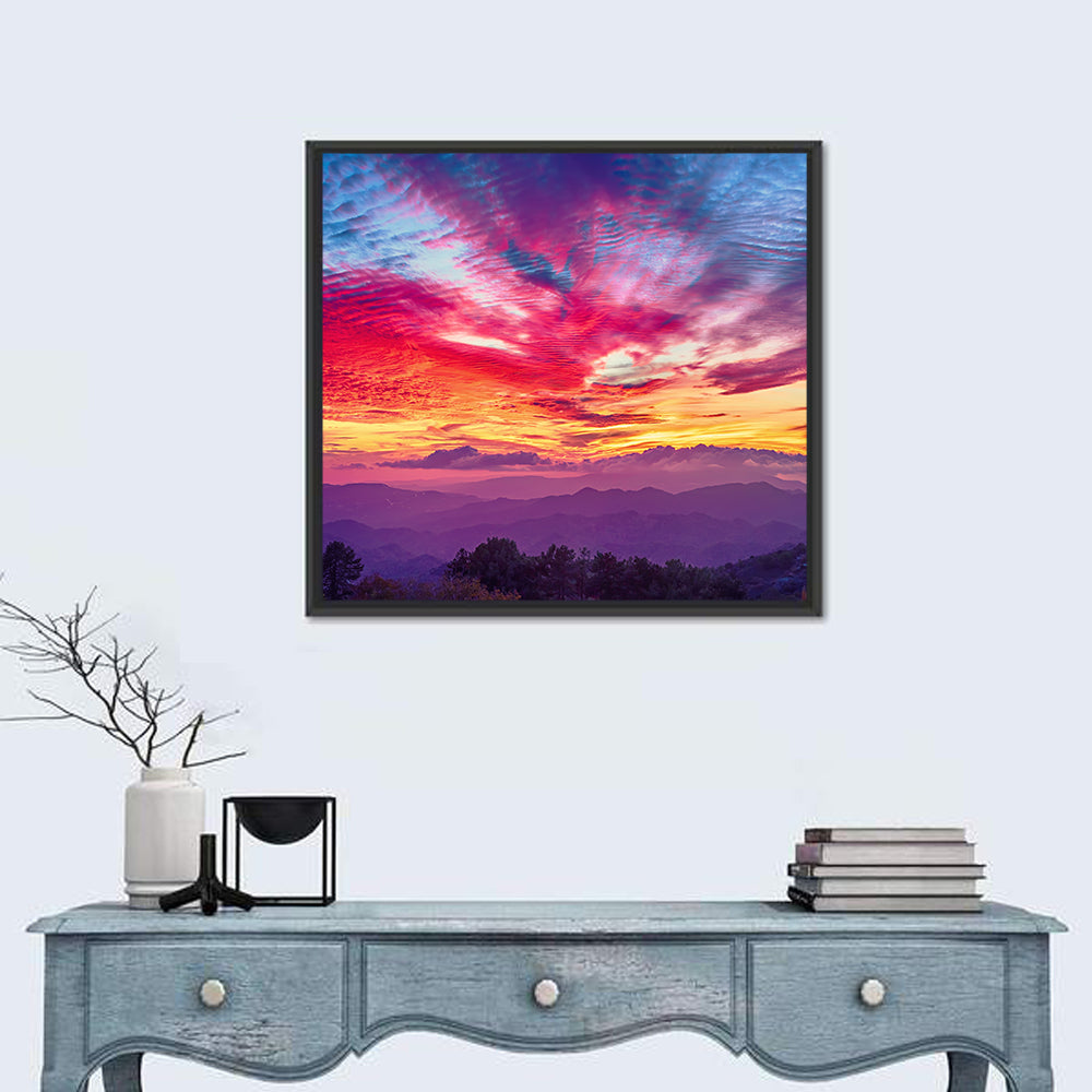 Golden Dusk Cloud Mountains Wall Art