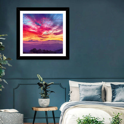 Golden Dusk Cloud Mountains Wall Art
