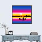 Fisherman Silhouette at Sunset Wall Art