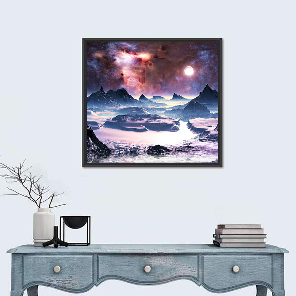 Alien Planet Winter Aurora Wall Art