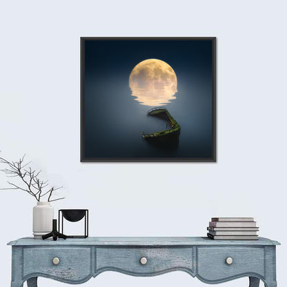Moonlit Shipwreck Reflection Wall Art