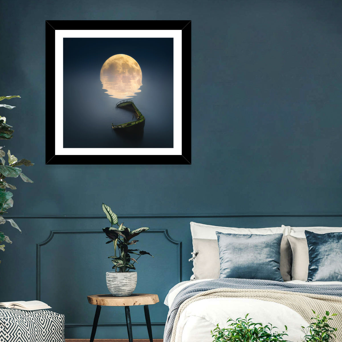 Moonlit Shipwreck Reflection Wall Art