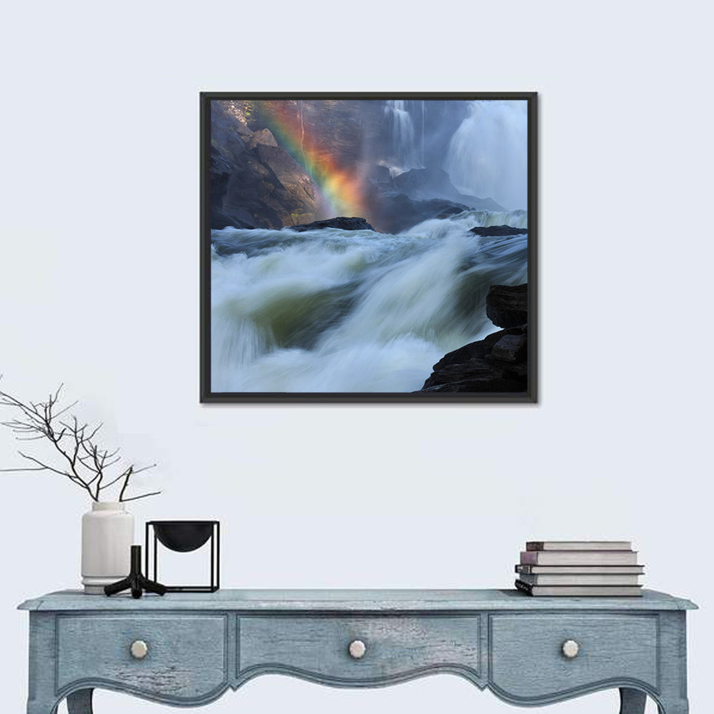 Rainbow Over Rushing River Wall Art