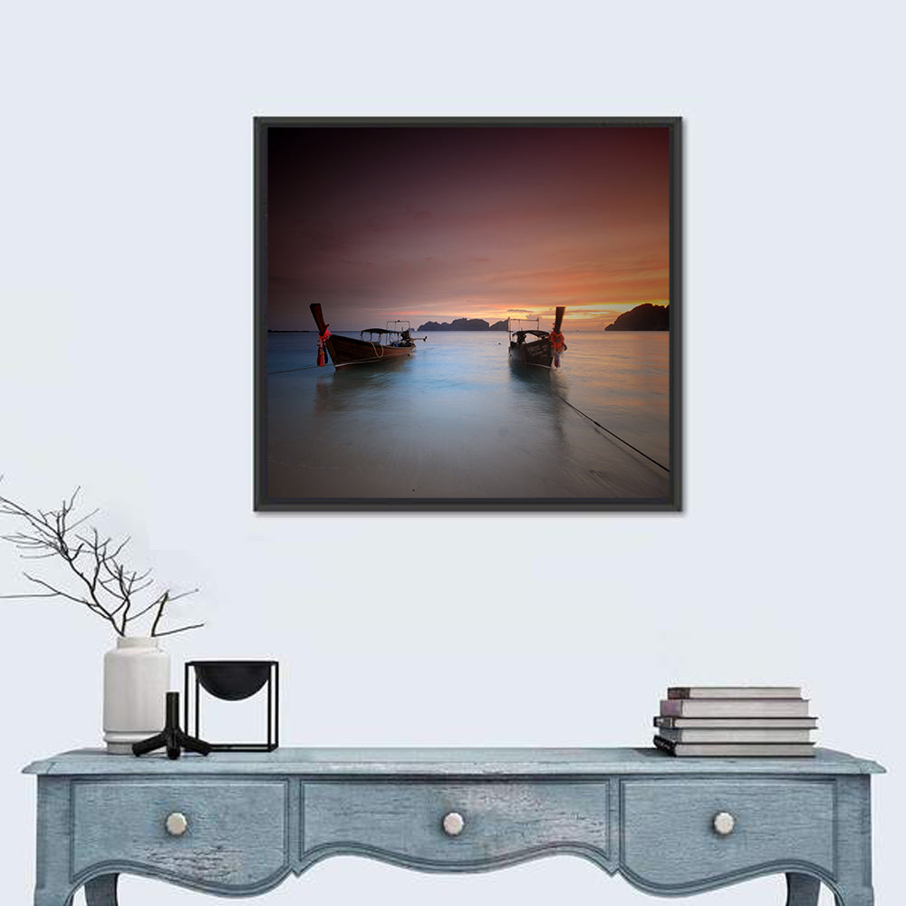 Phi Phi Longtail Boats at Golden Hour Wall Art
