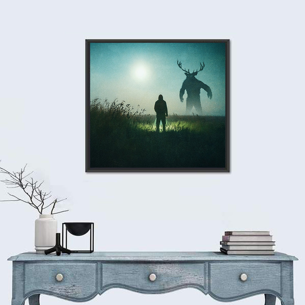 Antlered Shadow in Mist Wall Art