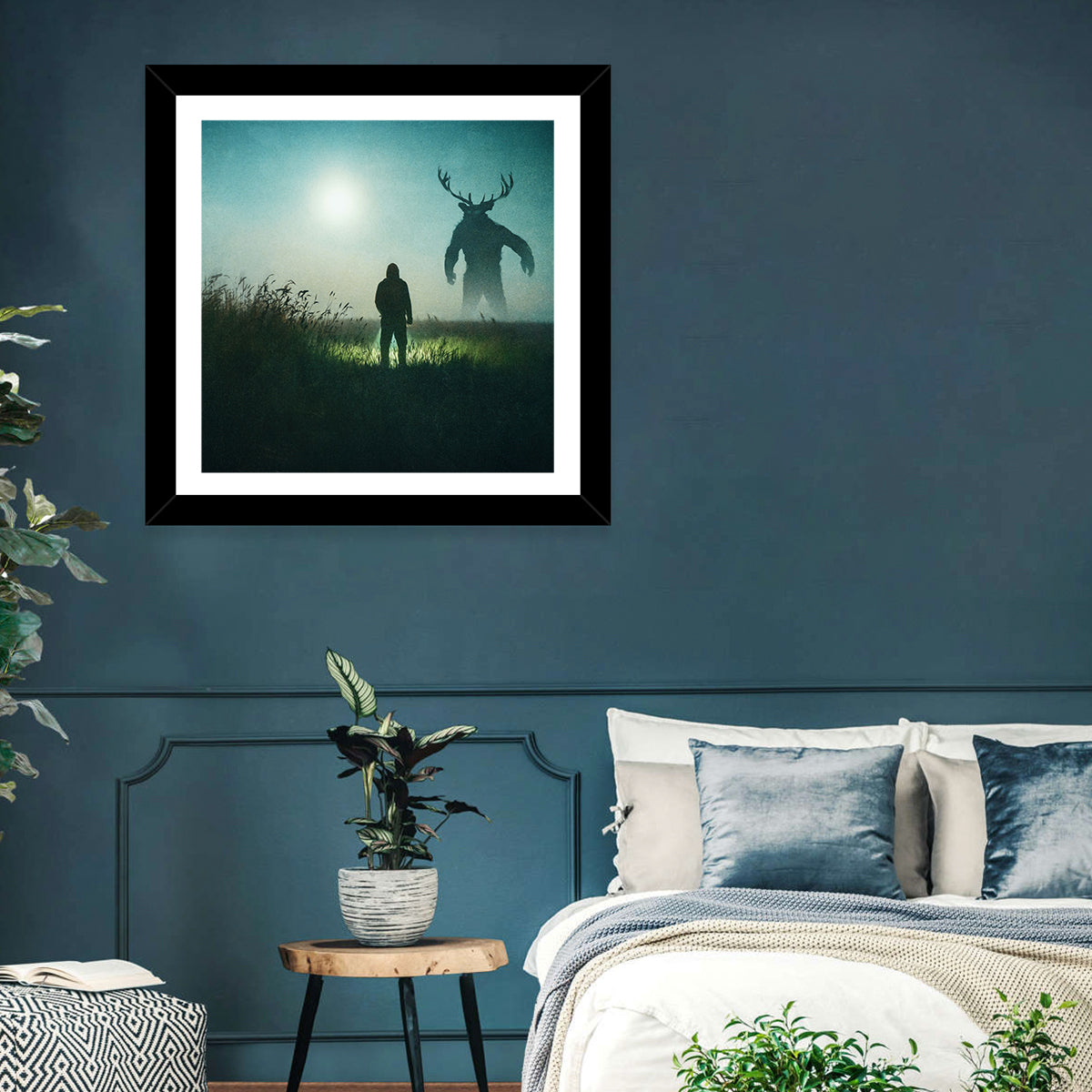 Antlered Shadow in Mist Wall Art
