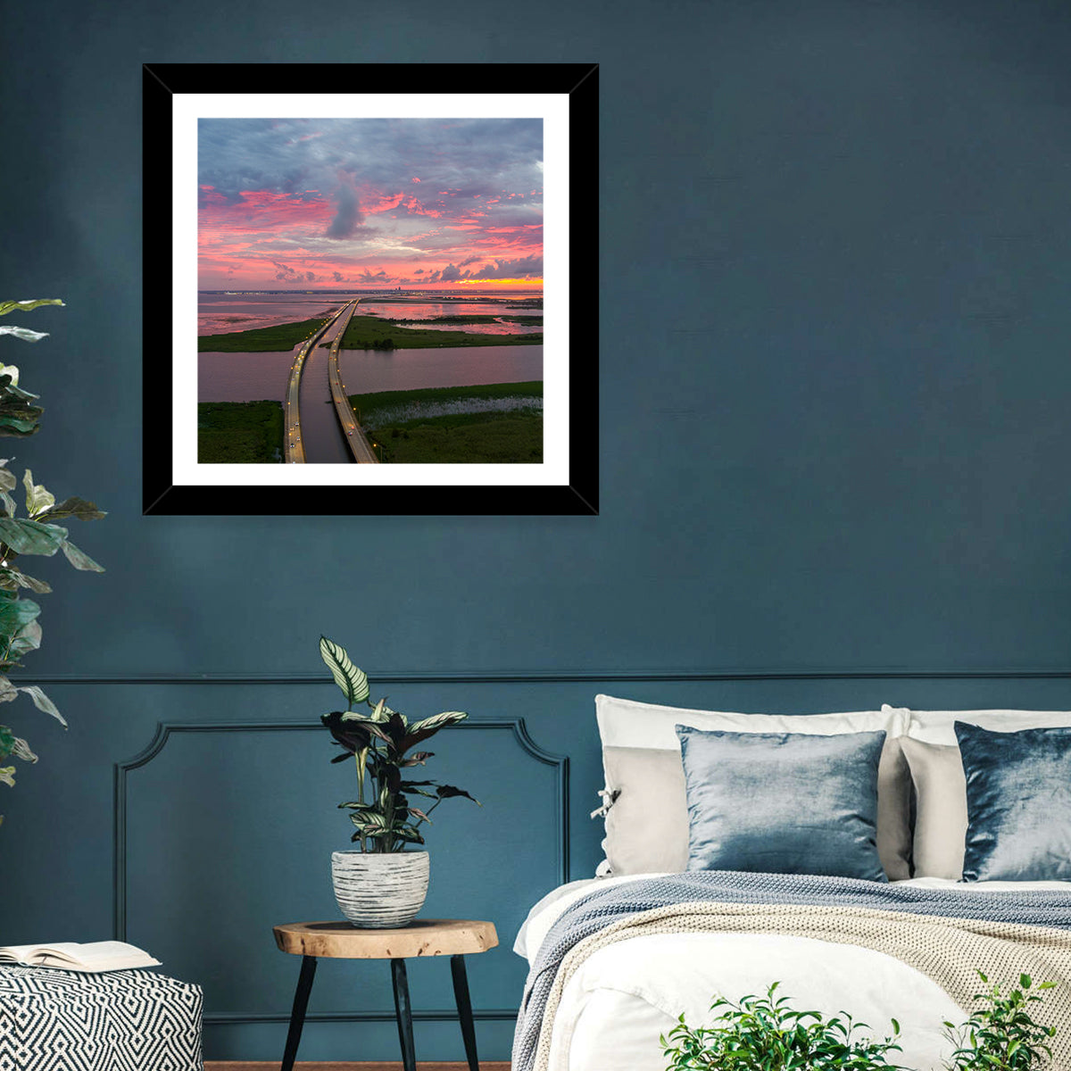 Mobile Bay Causeway at Dusk Wall Art
