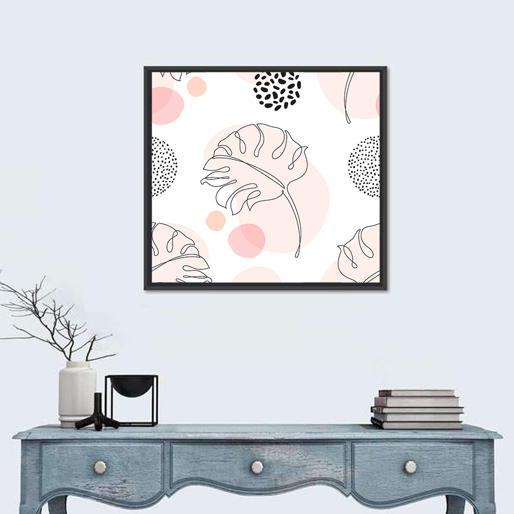 Blush Monstera Leaf Pattern Wall Art