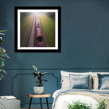 Freight Train Through Forest Wall Art