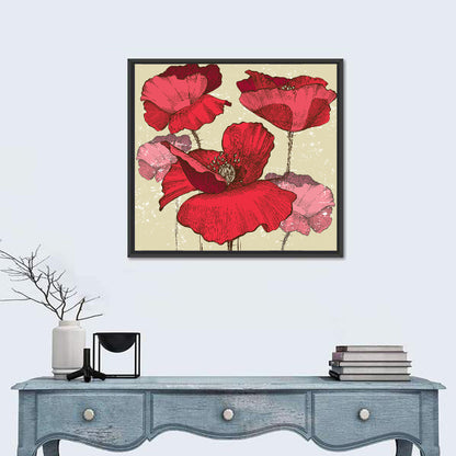 Vintage Poppy Illustration Wall Art