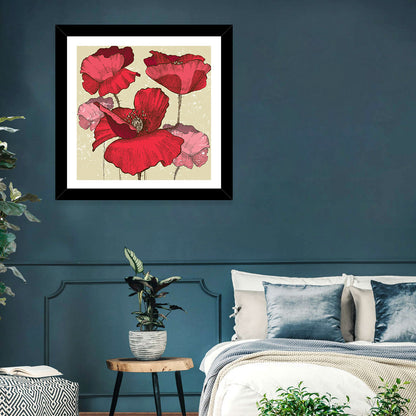 Vintage Poppy Illustration Wall Art
