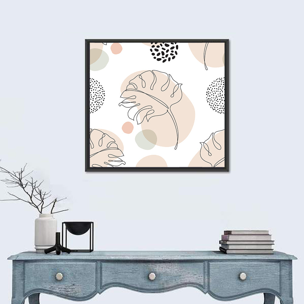Monstera Leaf Pattern Wall Art in a room, square