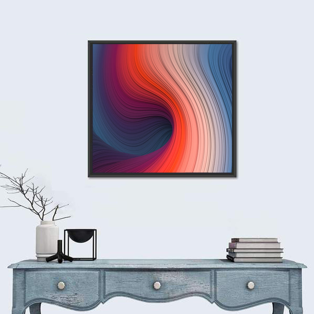 Gradient Wave Vortex Wall Art in a room, square