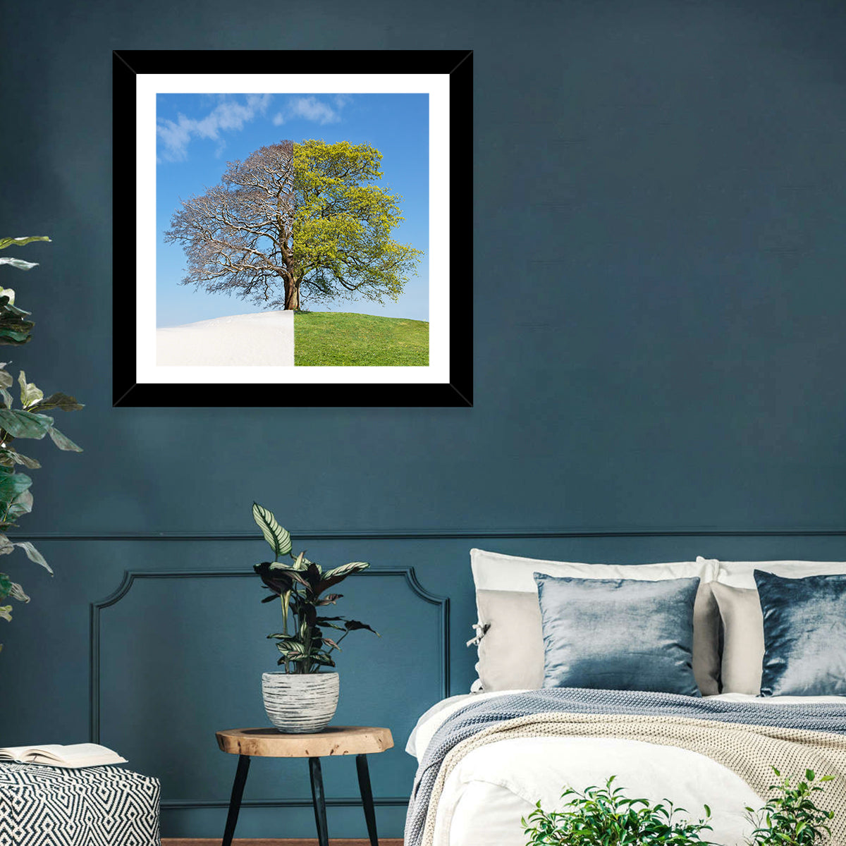 Split Season Tree Landscape Wall Art