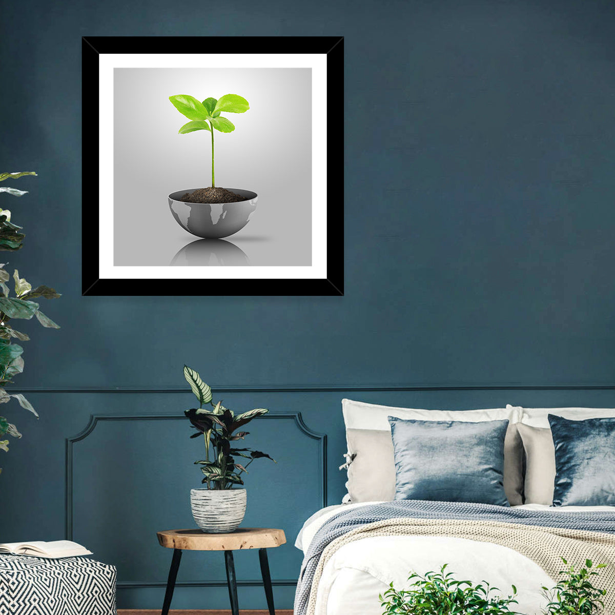 Young Plant on Globe Wall Art