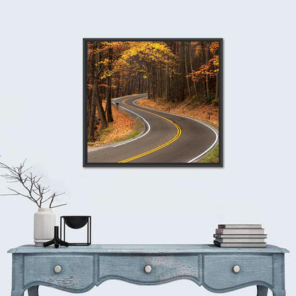 S-curve Road Through Autumn Forest Wall Art