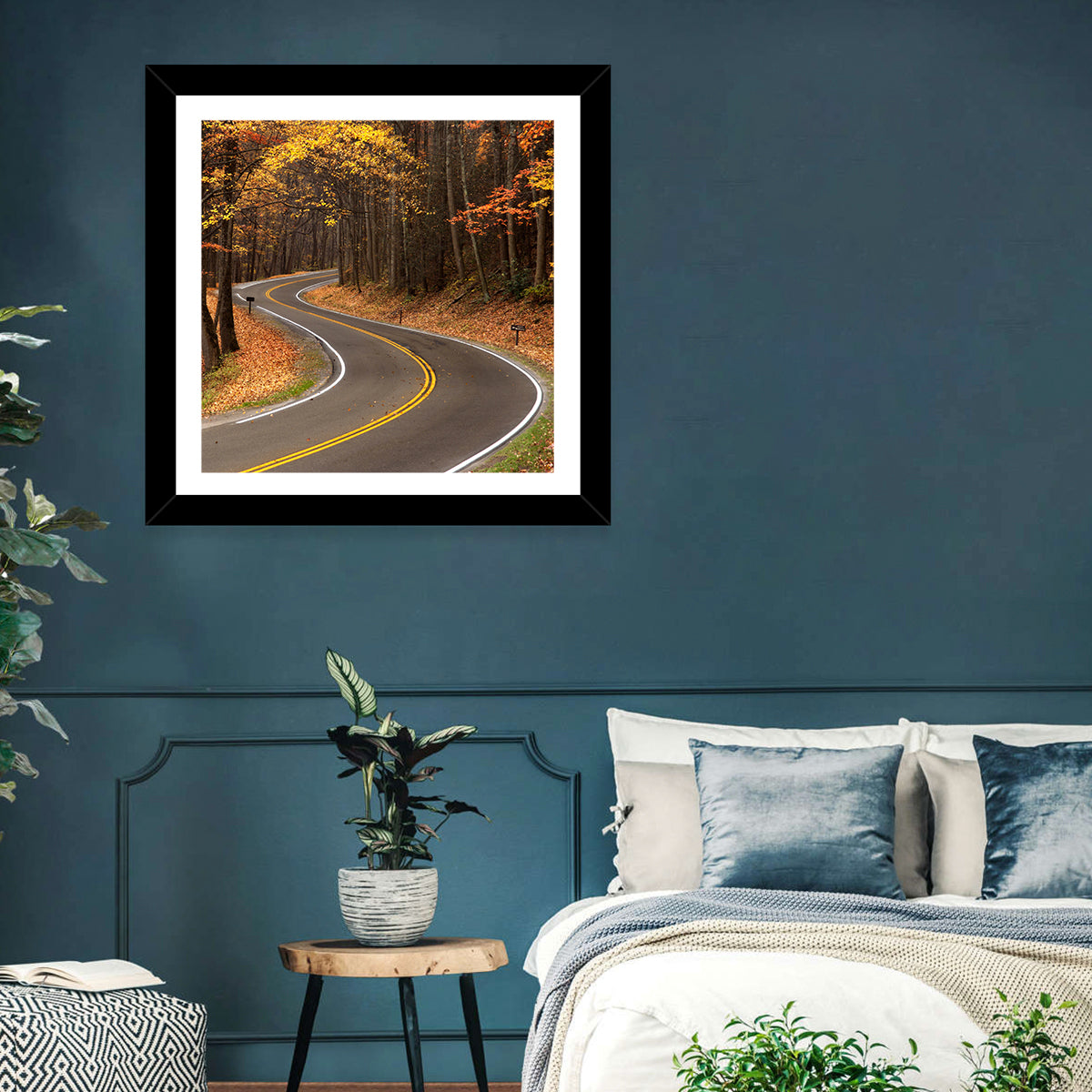 S-curve Road Through Autumn Forest Wall Art
