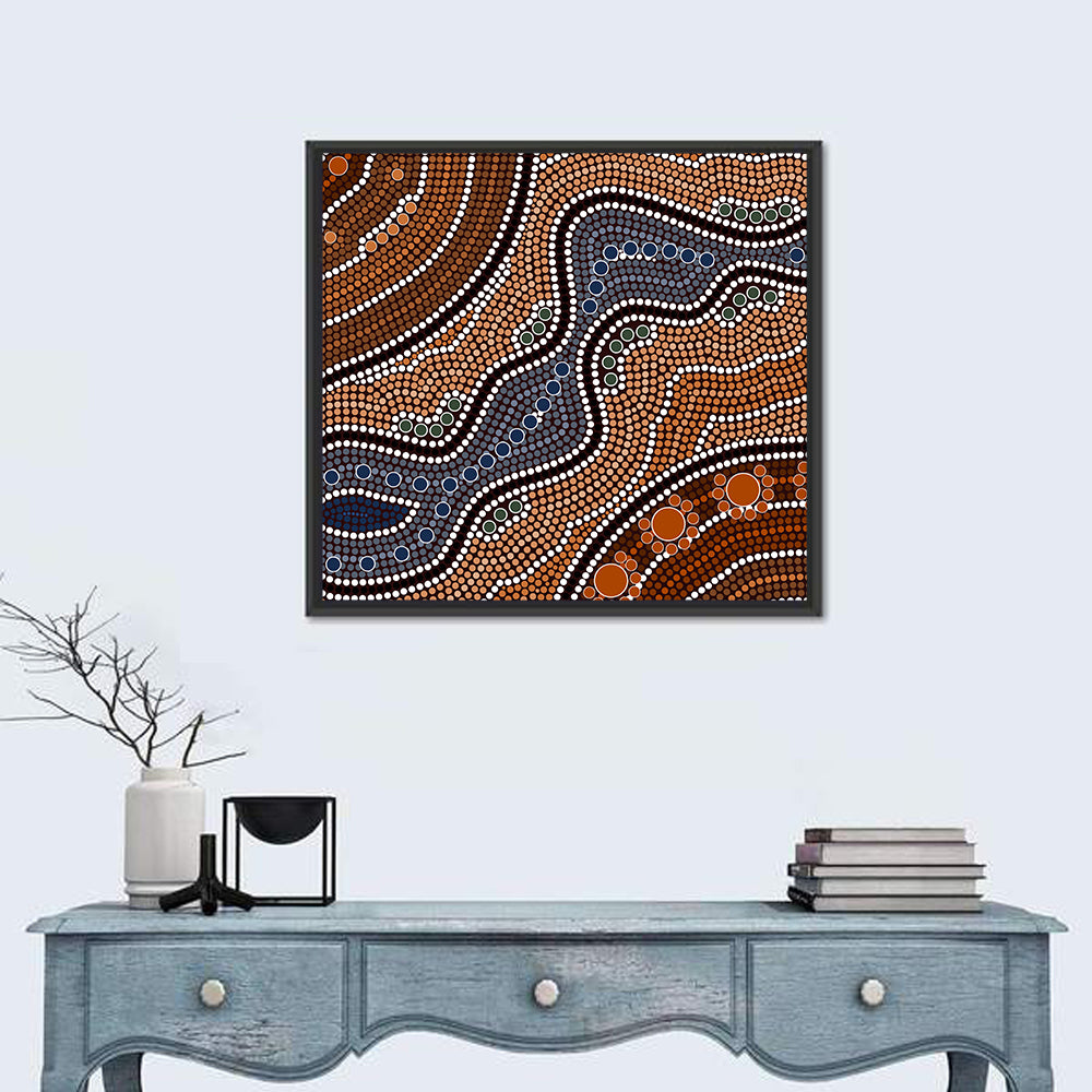 Rhythmic Dot River Wall Art in a room, square