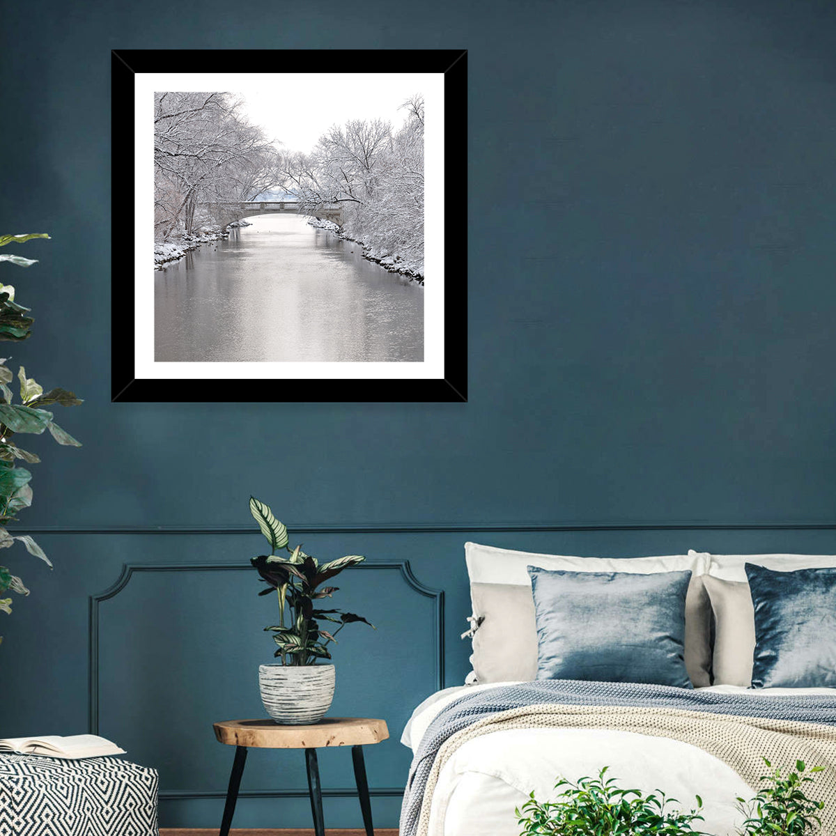 Yahara River Winter Stone Bridge Wall Art