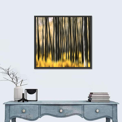 Golden Abstract Forest Wall Art