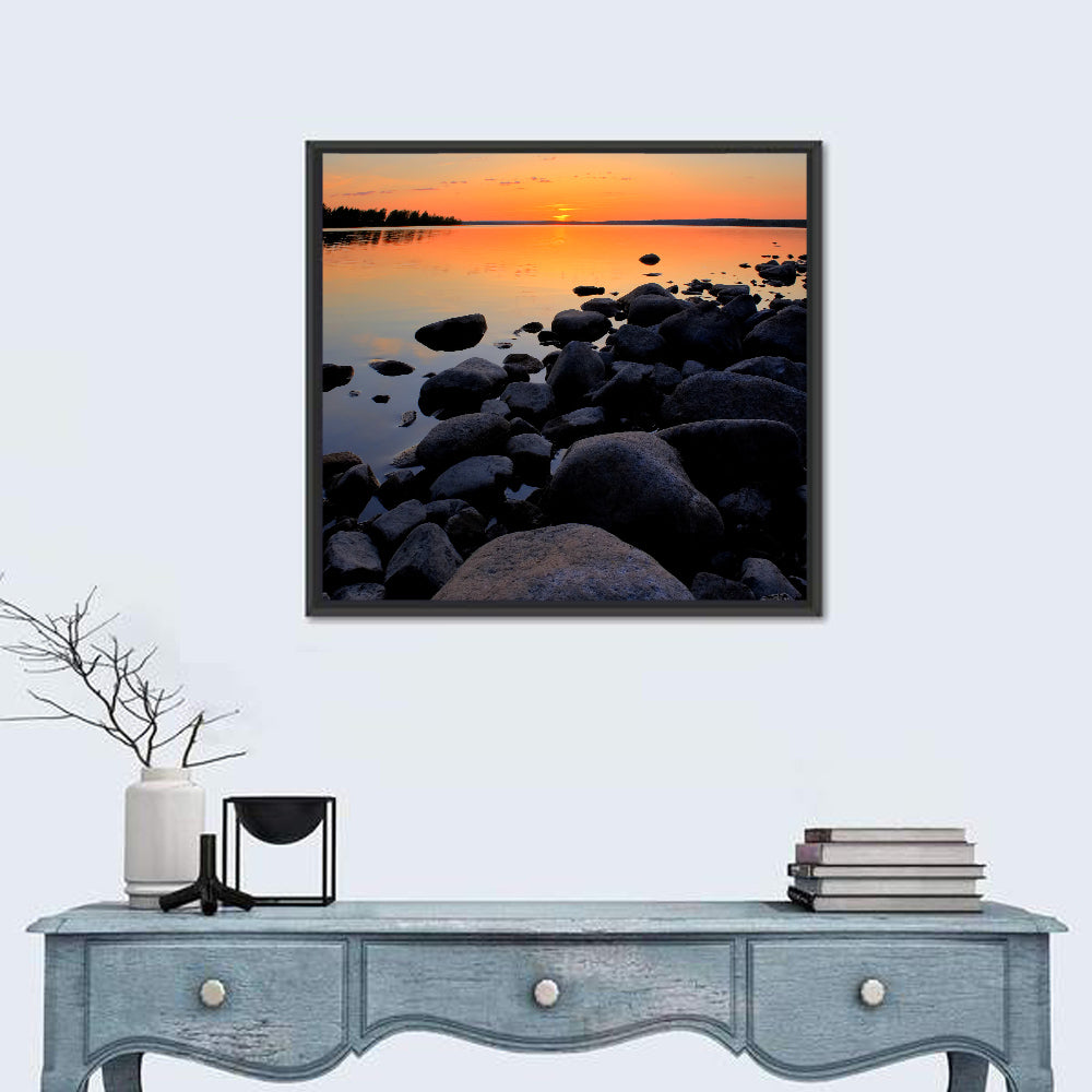 Rocky Lake Sunset Wall Art