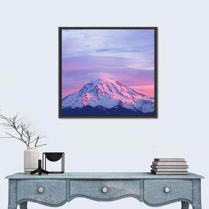 Mount Rainier Alpenglow with Lenticular Cloud Wall Art