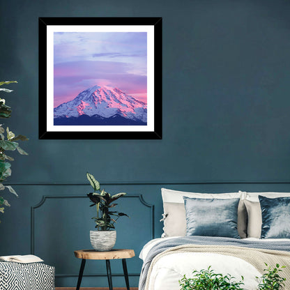 Mount Rainier Alpenglow with Lenticular Cloud Wall Art