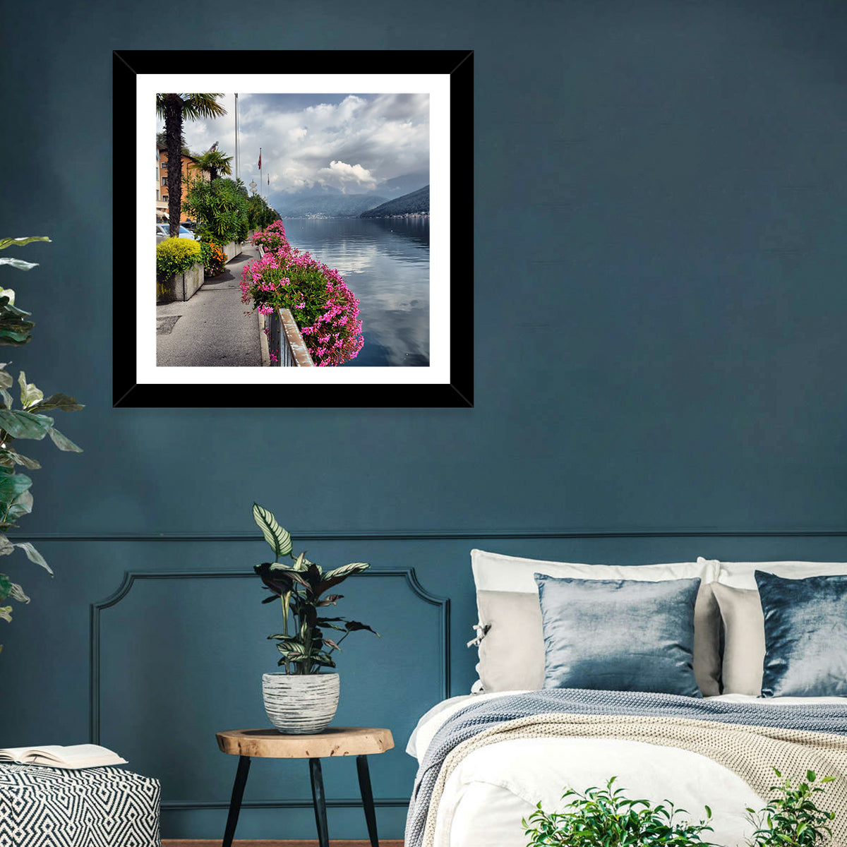Lake Lugano Floral Walkway Wall Art